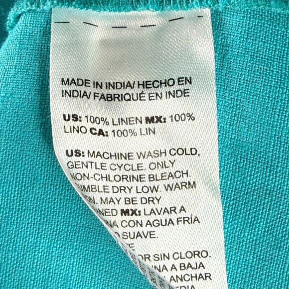 Chico's Linen Popover Shirt Dress Blue Turquoise Womens 3 XL Short Sleeve - Picture 9 of 9